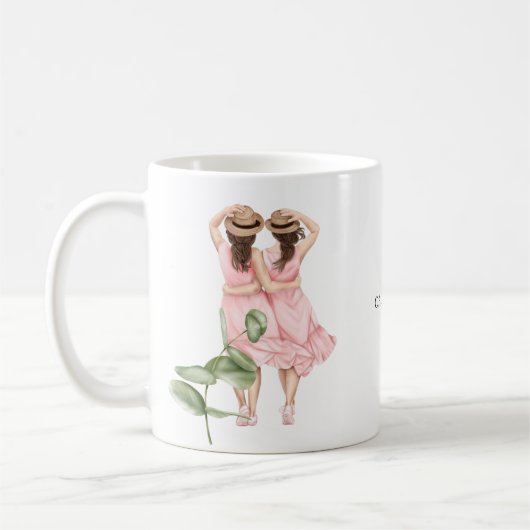 Freunde immer Girls Florals Illustration Name Kaffeetasse (Links)