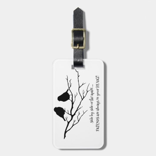 Freunde immer in Ihrem Heart Zitat mit Vögeln Gepäckanhänger (Vorderseite vertikal)