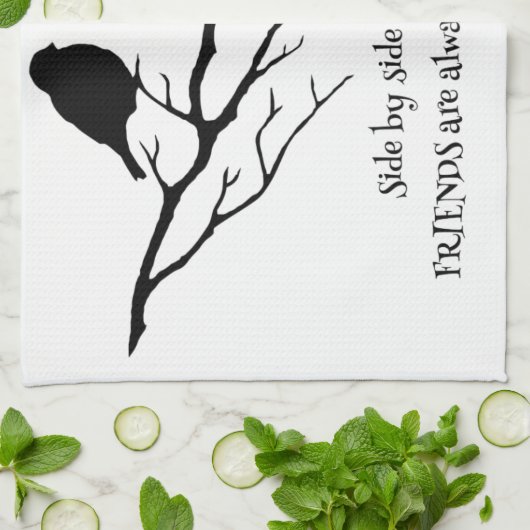 Freunde immer in Ihrem Heart Zitat mit Vögeln Geschirrtuch (Gefaltet)