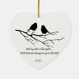 Freunde immer in Ihrem Heart Zitat mit Vögeln Keramik Ornament