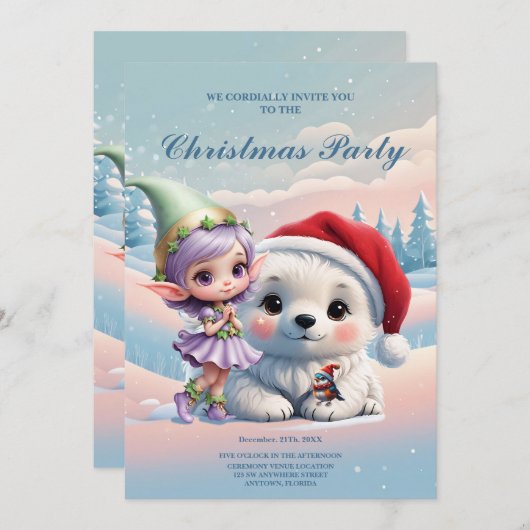 Freunde in einer Fantasiewelt. Einladung (Vorne/Hinten)