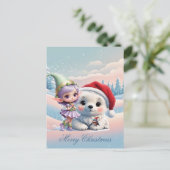 Freunde in einer Fantasiewelt. Feiertagspostkarte (Stehend Vorderseite)