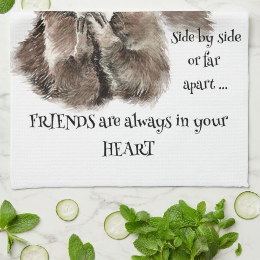 Freunde in Ihrem Herz Zitat Raccoon Tier-Spaß Geschirrtuch (Gefaltet)