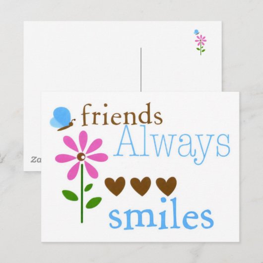 Freunde lächeln immer postkarte (Vorne/Hinten)