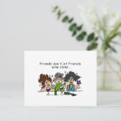 Freunde Lass Freunde Wein nicht allein Postkarte (Stehend Vorderseite)