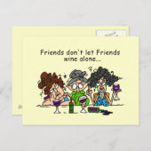 Freunde Lass Freunde Wein nicht allein Postkarte (Vorne/Hinten)