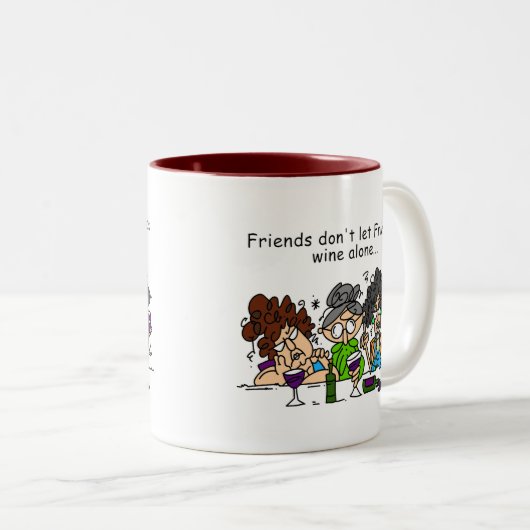 Freunde lassen nicht Freundwein allein Zweifarbige Tasse (VorderseiteRechts)