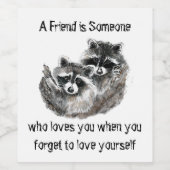 Freunde Lieben Sie Niedliche Raccos Zitat Weinetikett (Einzelnes Label)