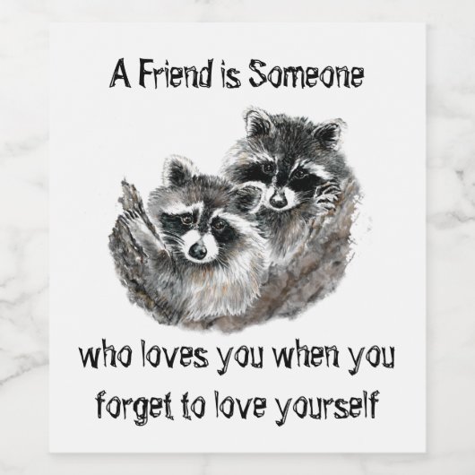 Freunde Lieben Sie Niedliche Raccos Zitat Weinetikett (Einzelnes Label)