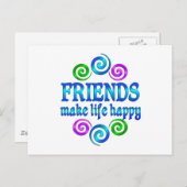 Freunde machen das Leben glücklich Postkarte (Vorne/Hinten)