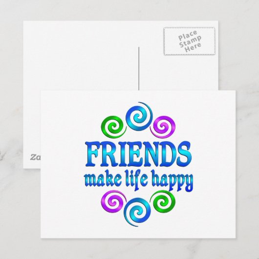 Freunde machen das Leben glücklich Postkarte (Vorne/Hinten)