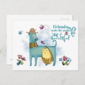 Freunde machen die Welt zu einer wunderschönen Kat Postkarte (Vorne/Hinten)