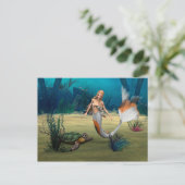 Freunde Meerjungfrau und Schildkröte Postkarte (Stehend Vorderseite)