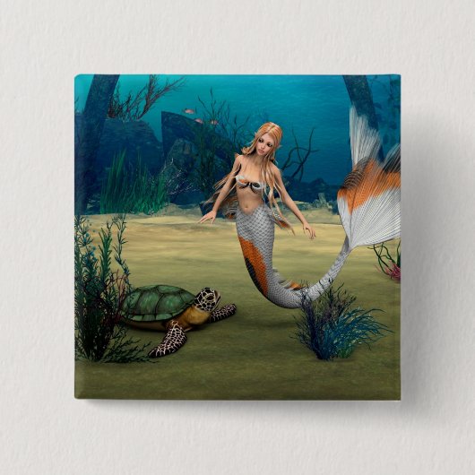 Freunde Mermaid und Turtle Button (Vorderseite)