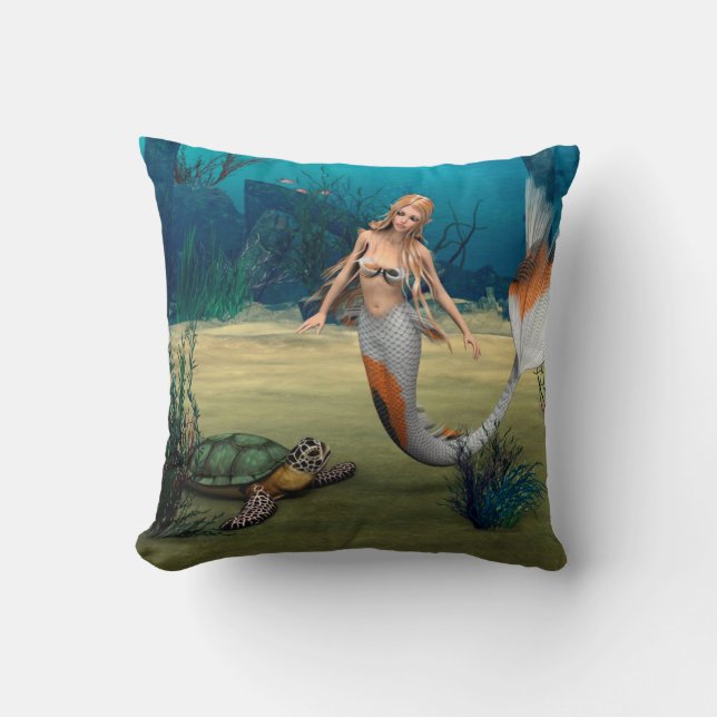 Freunde Mermaid und Turtle Kissen (Vorderseite)