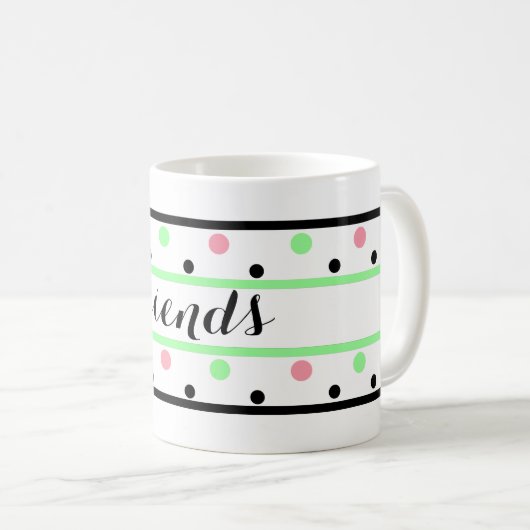 Freunde Mint Green Pink Polka Dots Kaffeetasse (VorderseiteRechts)