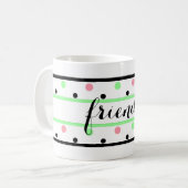 Freunde Mint Green Pink Polka Dots Kaffeetasse (Vorderseite Links)