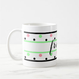 Freunde Mint Green Pink Polka Dots Kaffeetasse