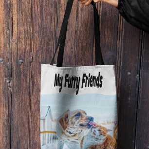 Freunde mit Fell - Katzen- und Hunde-Foto Tasche