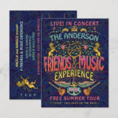 Freunde Musikband Retro 70er Konzert Ticket Thema Postkarte (Vorne/Hinten)