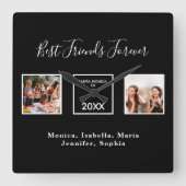 Freunde nennen für immer Schwarz-weißes Foto Quadratische Wanduhr (Vorderseite)