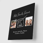 Freunde nennen für immer Schwarz-weißes Foto Quadratische Wanduhr (Winkel)