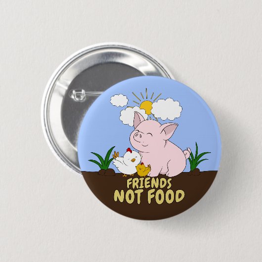 Freunde nicht essen - Niedliches Schwein und Huhn Button (Vorne & Hinten)