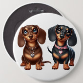 Freunde niedlicher Dackeln Button (Vorne & Hinten)
