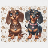 Freunde niedlicher Dackeln Fleecedecke (Vorderseite (Horizontal))