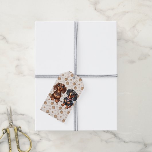 Freunde niedlicher Dackeln Geschenkanhänger (Mit Garn)