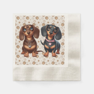 Freunde niedlicher Dackeln Serviette