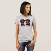 Freunde niedlicher Dackeln T-Shirt (Vorne ganz)