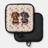 Freunde niedlicher Dackeln Topflappen (Vorderseite/Rückseite)