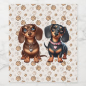 Freunde niedlicher Dackeln Weinetikett (Einzelnes Label)