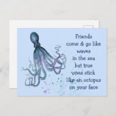 Freunde Octopus auf Ihrem Gesicht Spaß Freundschaf Postkarte (Vorne/Hinten)