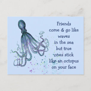 Freunde Octopus auf Ihrem Gesicht Spaß Freundschaf Postkarte