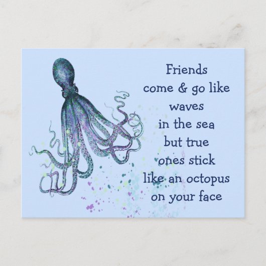 Freunde Octopus auf Ihrem Gesicht Spaß Freundschaf Postkarte (Vorderseite)