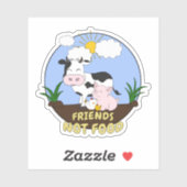 Freunde ohne Nahrung - Niedliche Kuh, Schwein und  Aufkleber (Blatt)