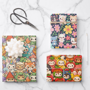 Freunde-Parade   Süße Tier-Verpackungspapiere Geschenkpapier Set