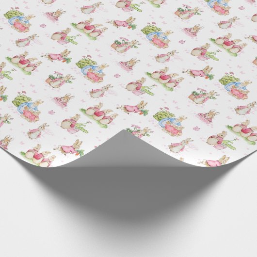 Freunde Peter Rabbit Baby Pink Geschenkpapier (Ecke)