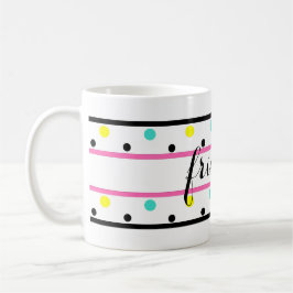Freunde Pink Blue Yellow Polka Dots Kaffeetasse