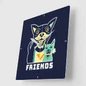 Freunde Quadratische Wanduhr (Winkel)