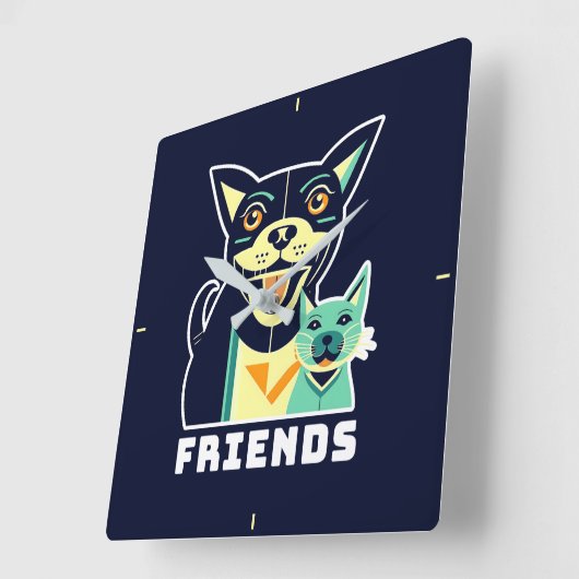 Freunde Quadratische Wanduhr (Winkel)