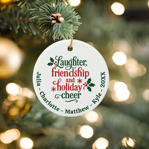 Freunde rot-grüne Typografie Weihnachten Keramik Ornament