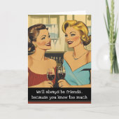 Freunde Sarcastic Retro 50er Hausfrau Karte (Vorderseite)