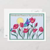 Freunde sind Blume im Garten des Lebens Postkarte (Vorne/Hinten)