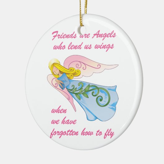 Freunde sind Engel Keramik Ornament (Links)