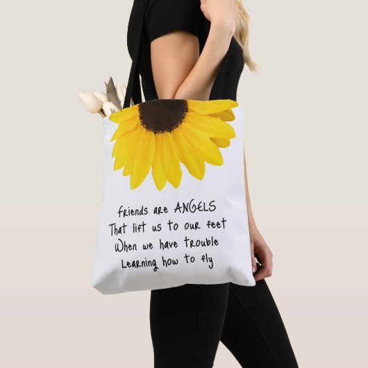 Freunde sind Engel Quote Initials Sonnenblume Tasche (Von Nahem)