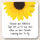 Freunde sind Engel Zitat Sonnenblumen Getränkeküst Getränkeuntersetzer (Vorderseite)