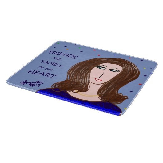 FREUNDE SIND FAMILIE IM HERZEN SCHNEIDEBRETT (Ecke)